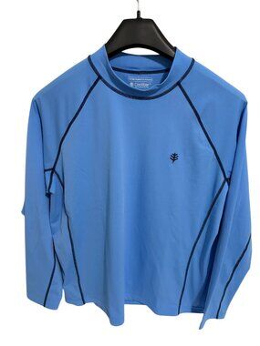 Coolibar UPF 50+ UV Protection Long Sleeve Sun Shirt Size XL Blue Mock Neck